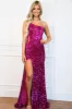 Harlow One Shoulder Sequin Formal Dress: Magenta sold by Bella and Bloom
