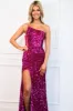 Harlow One Shoulder Sequin Formal Dress: Magenta sold by Bella and Bloom
