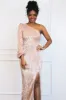 Pippa One Shoulder Sequin Maxi Dress: Rose Gold sold by Bella and Bloom