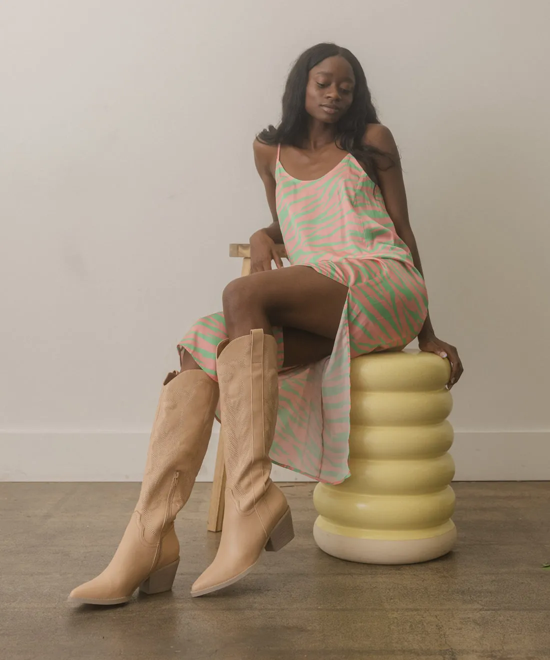 Samara Knee High Cowboy Boots: Nude sold by Bella and Bloom product image thumbnail 4