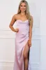Melody of Love Satin Bustier Slit Dress: Mauve sold by Bella and Bloom