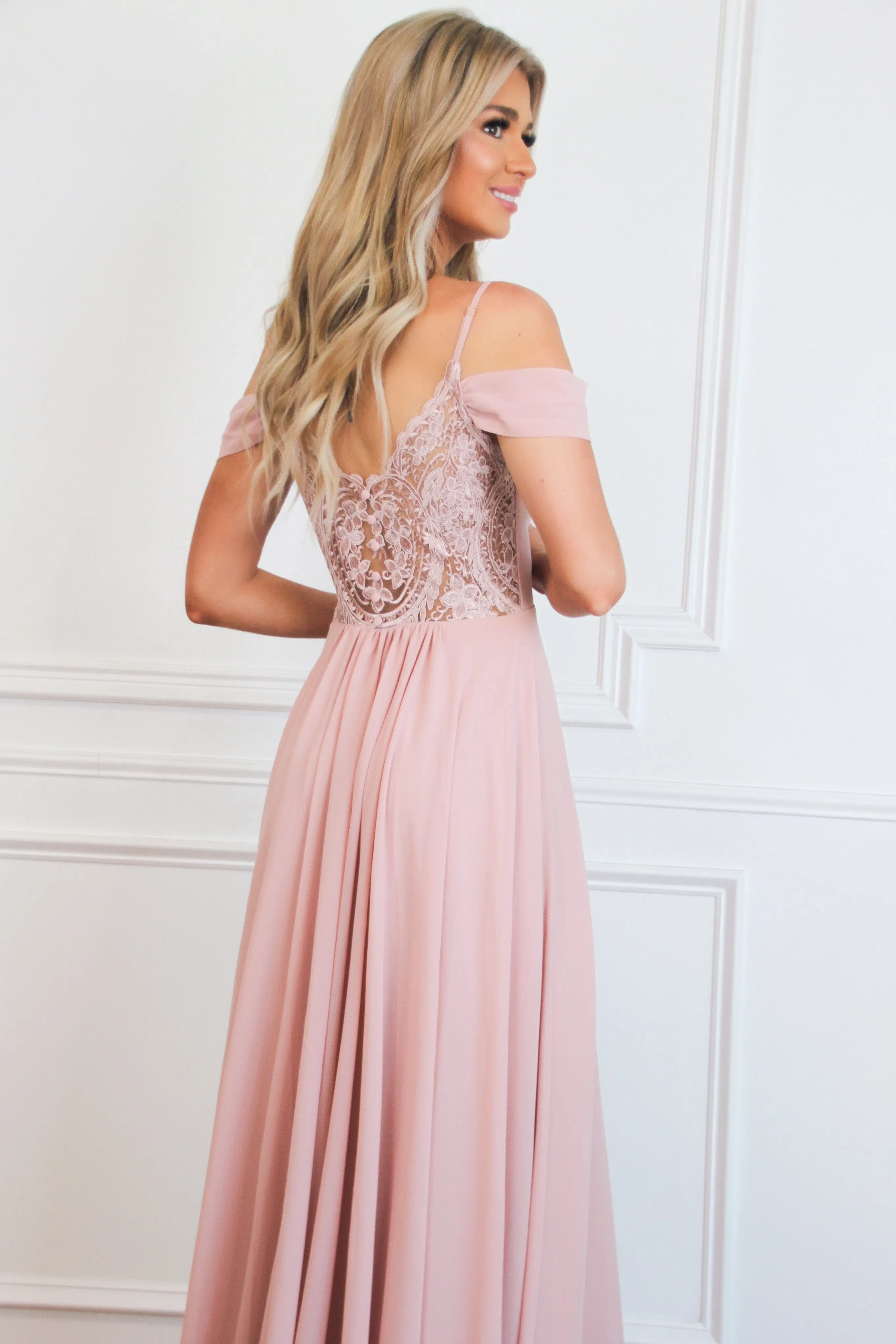 Heaven Sent Chiffon Maxi Dress: Blush sold by Bella and Bloom product image thumbnail 2