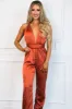 Dream Come True Satin Jumpsuit: Rust sold by Bella and Bloom