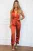 Dream Come True Satin Jumpsuit: Rust sold by Bella and Bloom