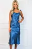 Racing Hearts Satin Midi Dress: Teal Navy sold by Bella and Bloom