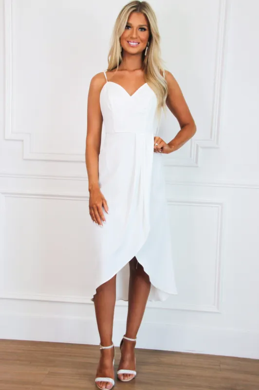 Love is in the Air Midi Dress: White sold by Bella and Bloom