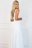 Remi Satin V-Neck Slit Formal Dress: White sold by Bella and Bloom