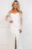 Katherine Off Shoulder Puff Sleeve Maxi Dress: White sold by Bella and Bloom