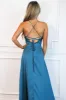 Heart to Heart Satin Maxi Dress: Teal sold by Bella and Bloom