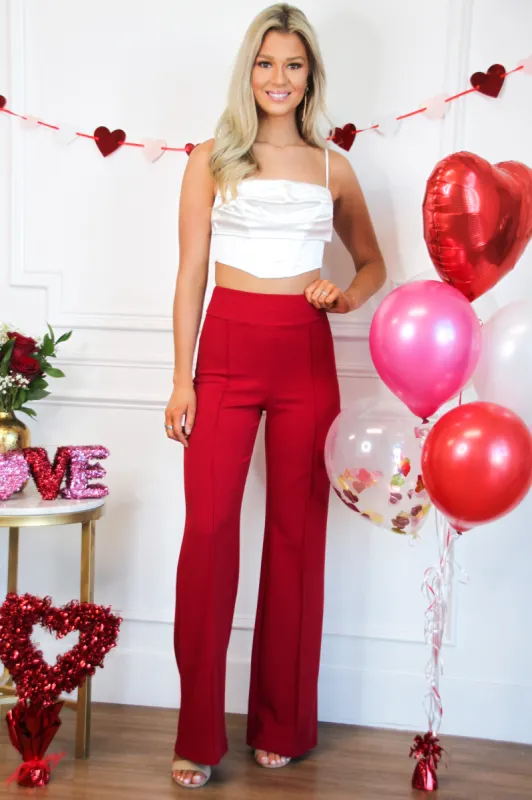Trending Times High Waisted Pants: Red sold by Bella and Bloom
