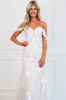Abigail Off Shoulder Lace Wedding Dress: White/Nude sold by Bella and Bloom