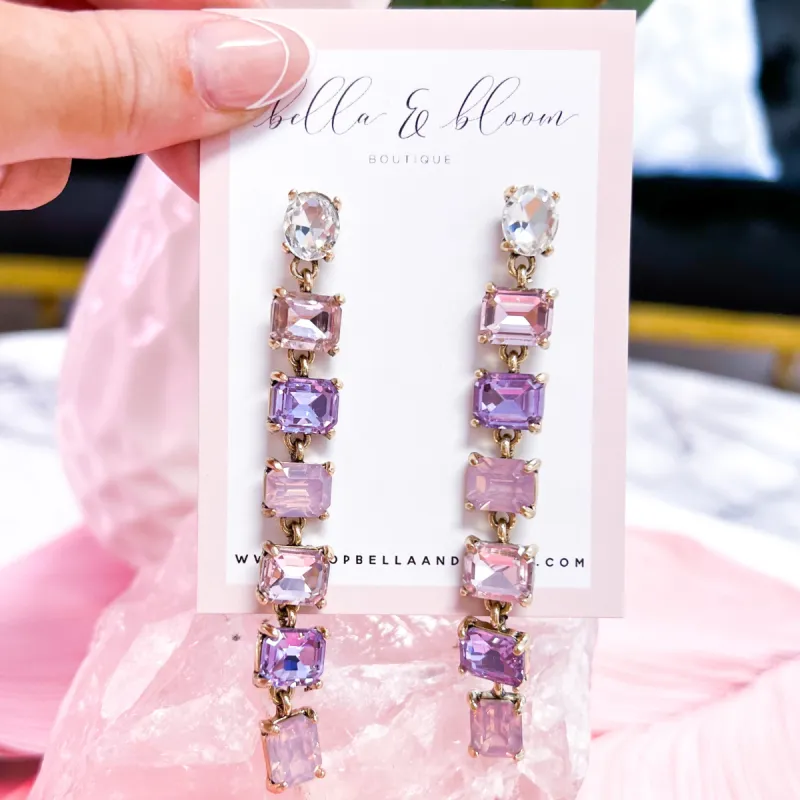 Ombré Dangle Earrings: Pink/Purple Multi sold by Bella and Bloom