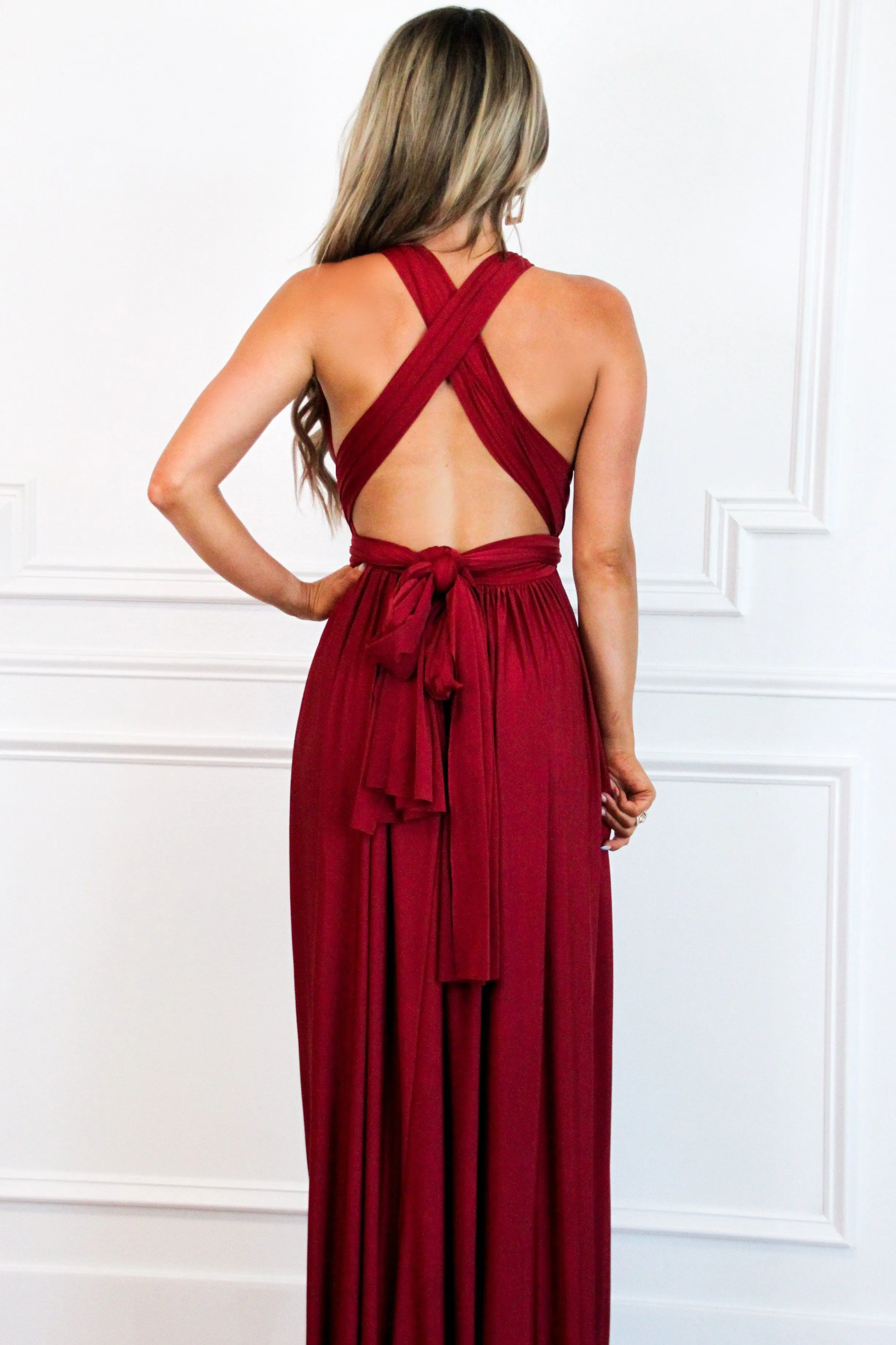 Enough For You Wrap Maxi Dress: Burgundy sold by Bella and Bloom product image thumbnail 4