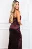 Lover Satin Ruffle Maxi Dress: Maroon sold by Bella and Bloom