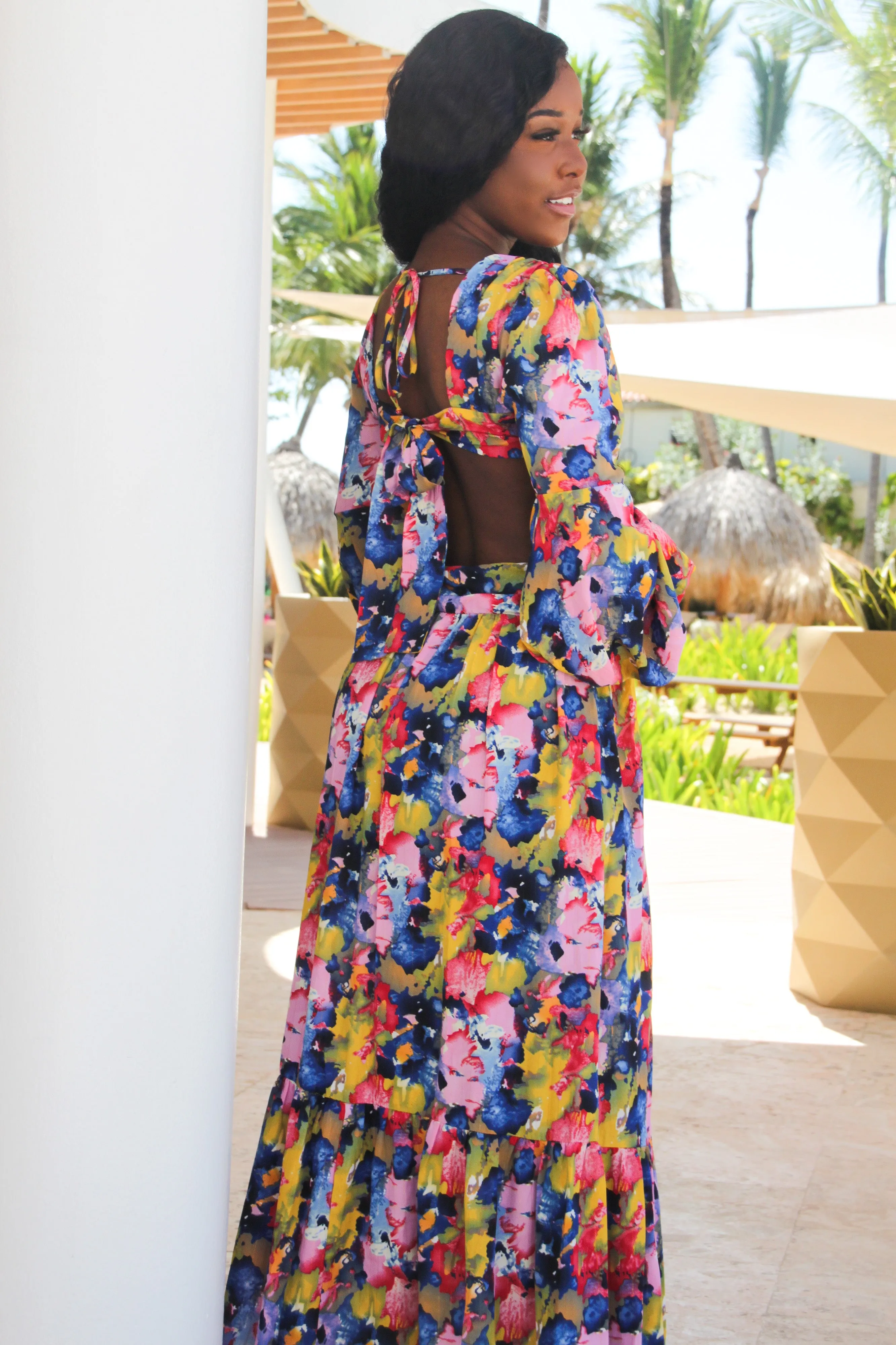 Color My World Cutout Maxi Dress: Rainbow Multi sold by Bella and Bloom product image thumbnail 3