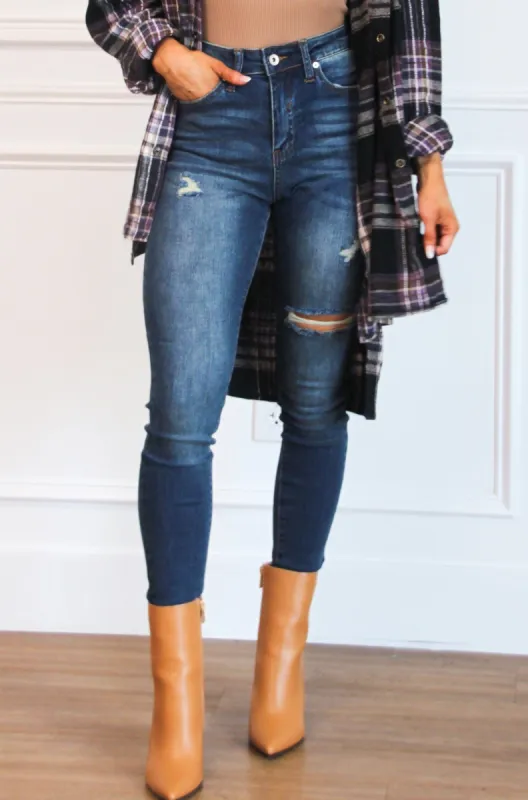 Camille Distressed Denim: Dark Wash sold by Bella and Bloom