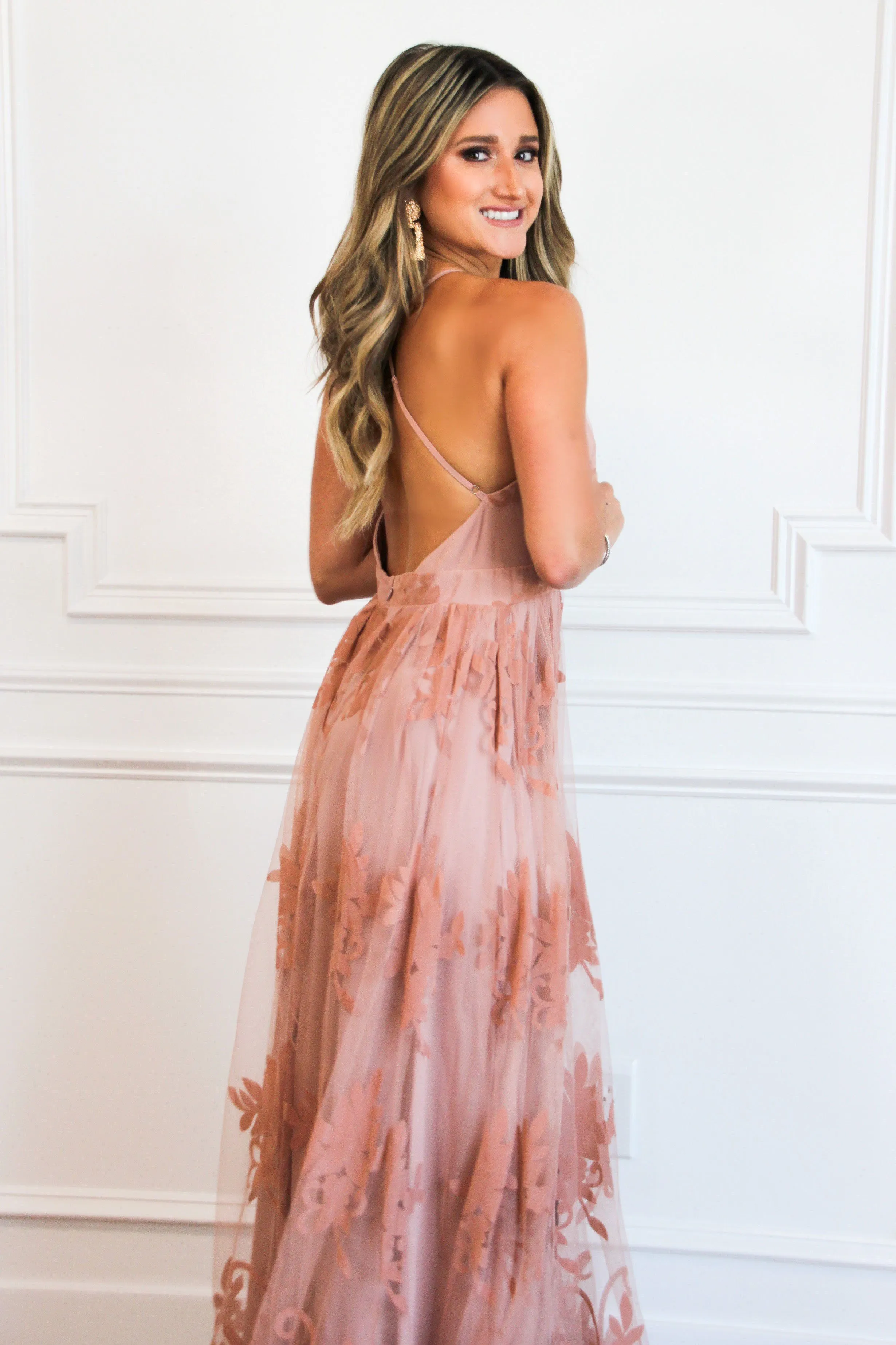 Here Comes the Bride Maxi Dress: Mauve sold by Bella and Bloom product image thumbnail 4