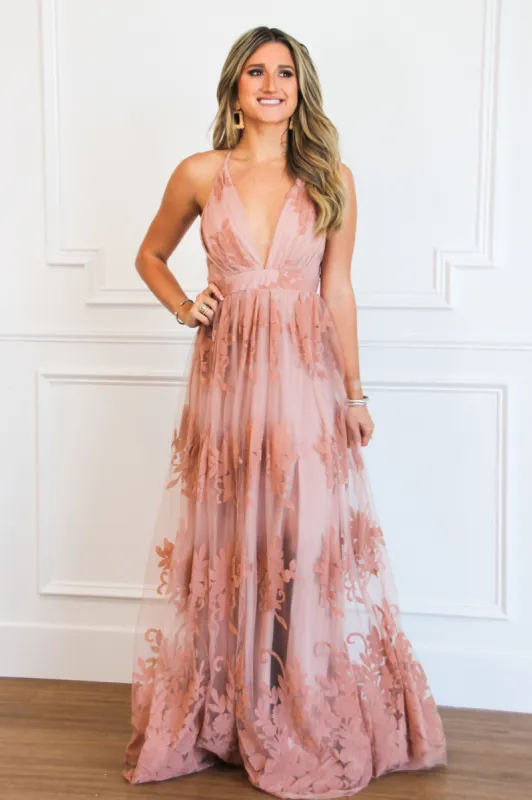 Here Comes the Bride Maxi Dress: Mauve sold by Bella and Bloom