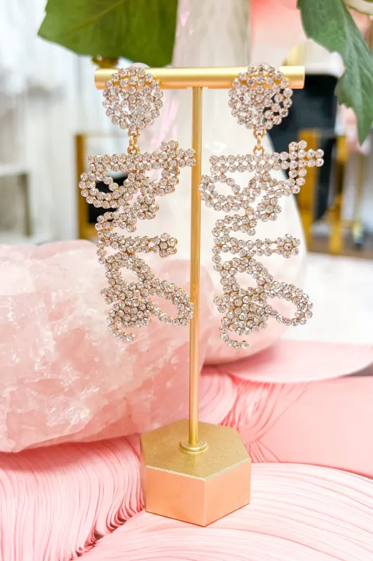 Embellished Bride Statement Earrings: Gold sold by Bella and Bloom