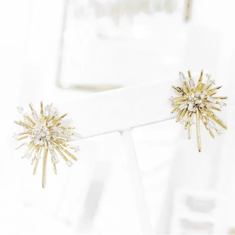 Dainty Starburst Stud Earrings: Gold sold by Bella and Bloom