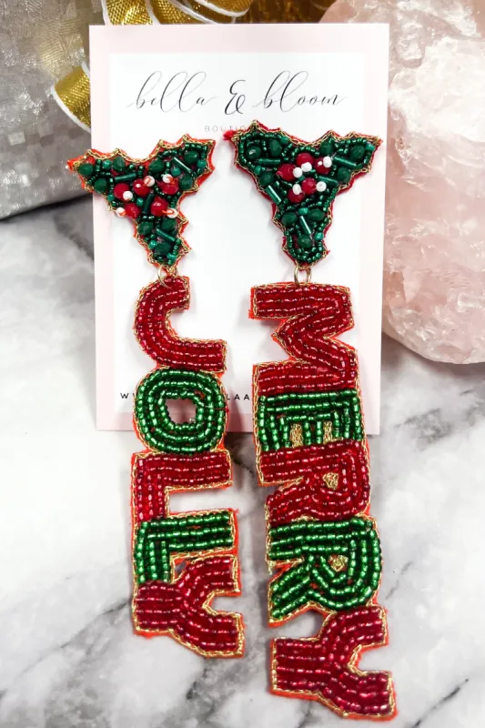 MERRY JOLLY Beaded Holiday Earrings: Red/Green sold by Bella and Bloom