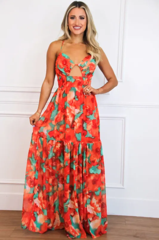 Vandi Floral Maxi Dress: Red Combo sold by Bella and Bloom