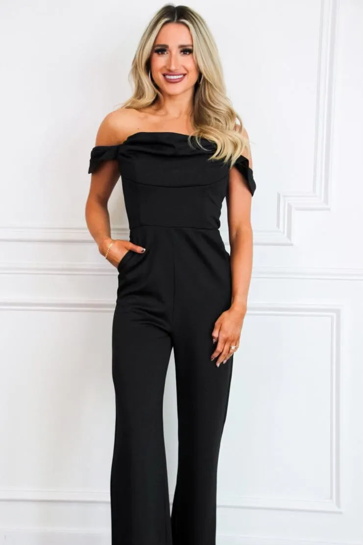 Meyer Off Shoulder Jumpsuit: Black sold by Bella and Bloom product image thumbnail 2