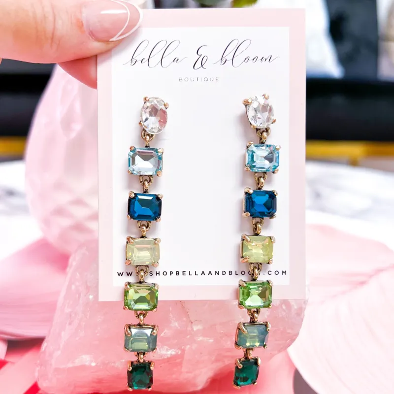 Ombré Dangle Earrings: Green Multi sold by Bella and Bloom