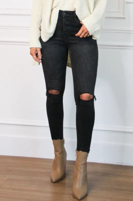 Ava Vervet Destroyed Denim: Ash Black sold by Bella and Bloom