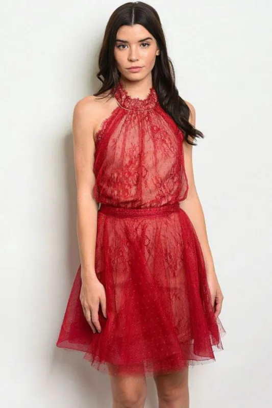 Cocktail Party Dress: Red/Nude sold by Bella and Bloom