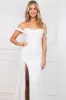 Juliette Off Shoulder Slit Formal Dress: White sold by Bella and Bloom
