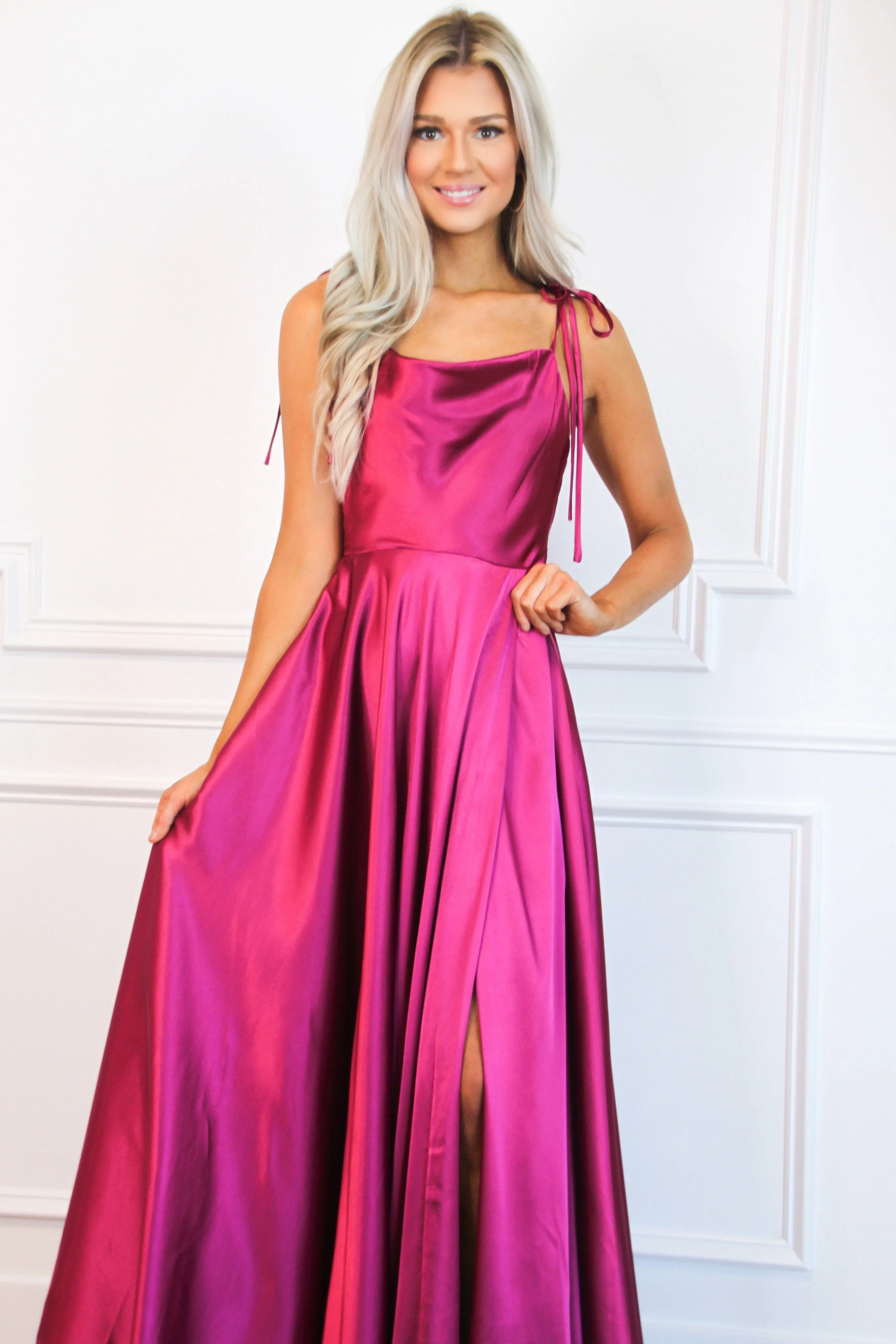 Tonight's the Night Satin Formal Dress: Magenta sold by Bella and Bloom product image thumbnail 2