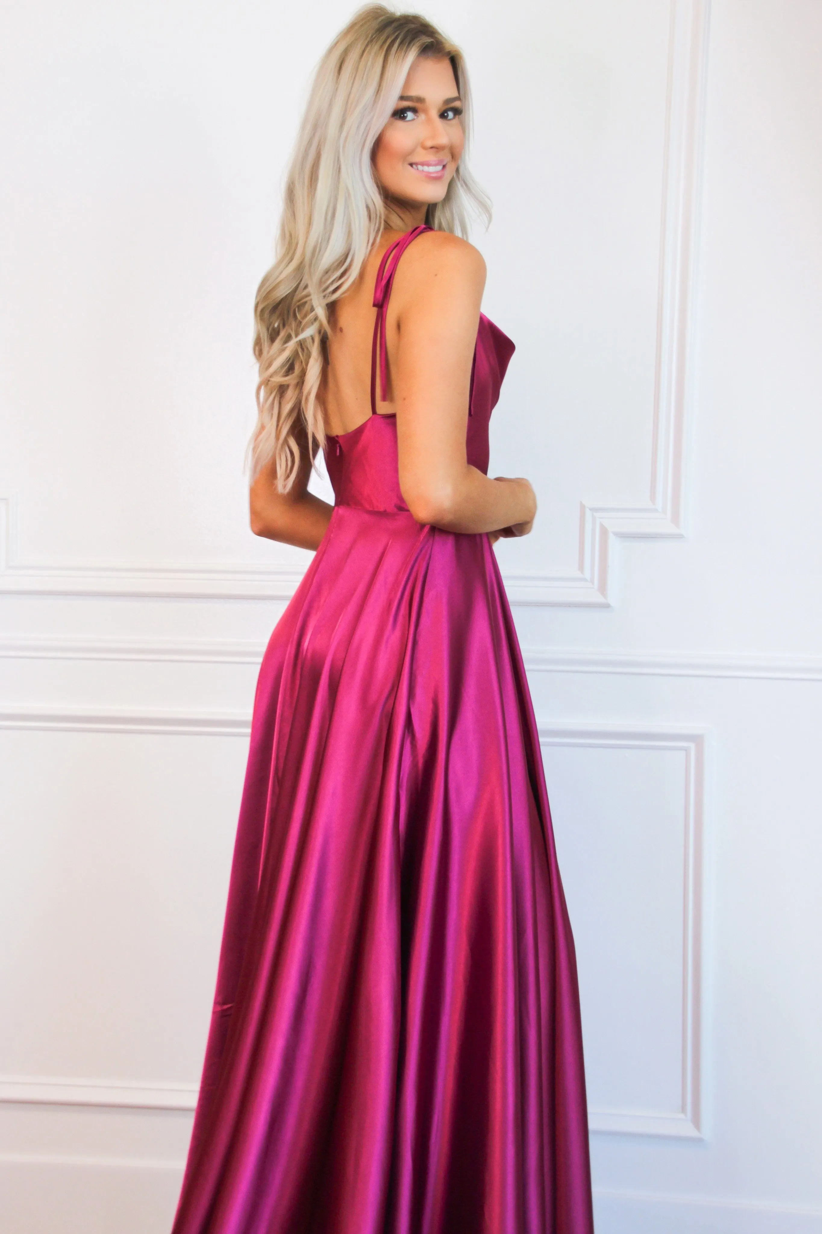 Tonight's the Night Satin Formal Dress: Magenta sold by Bella and Bloom product image thumbnail 3
