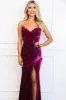 Lennox Strapless Velvet Maxi Dress: Berry sold by Bella and Bloom