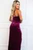 Lennox Strapless Velvet Maxi Dress: Berry sold by Bella and Bloom