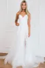 Grace Tulle Lace Slit Wedding Dress: White sold by Bella and Bloom