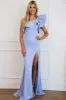 Stop and Stare One Shoulder Slit Formal Dress: Periwinkle Blue sold by Bella and Bloom