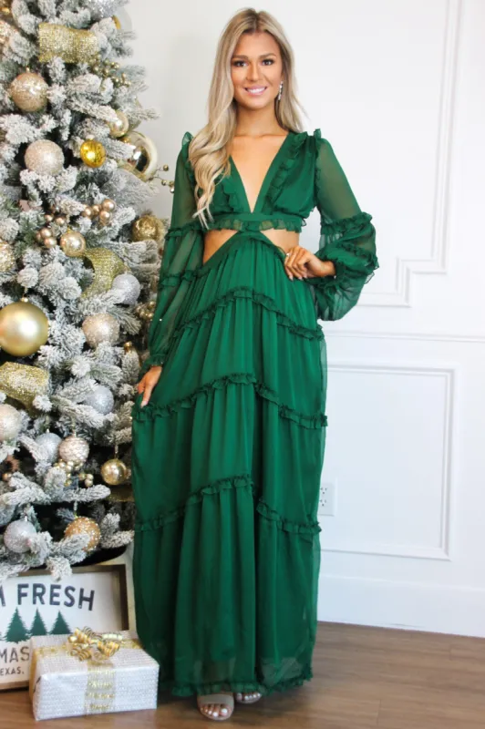 Wanted You More Maxi Dress: Emerald sold by Bella and Bloom