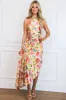 Novelle One Shoulder Pleated Asymmetrical Maxi Dress: Romantic Garden Taupe Floral sold by Bella and Bloom