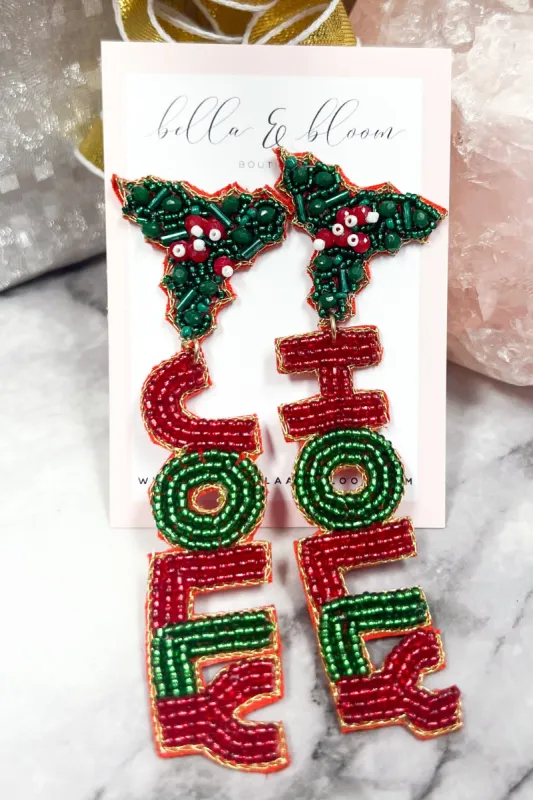 HOLLY JOLLY Beaded Holiday Earrings: Red/Green sold by Bella and Bloom