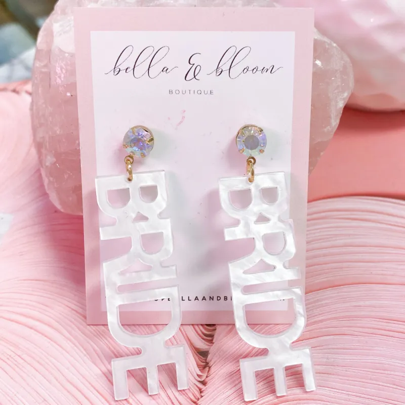 BRIDE Earrings: Mother of Pearl/Iridescent sold by Bella and Bloom