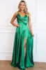 Milani Cowl Neck Satin Maxi Dress: Green sold by Bella and Bloom