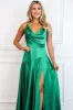Milani Cowl Neck Satin Maxi Dress: Green sold by Bella and Bloom