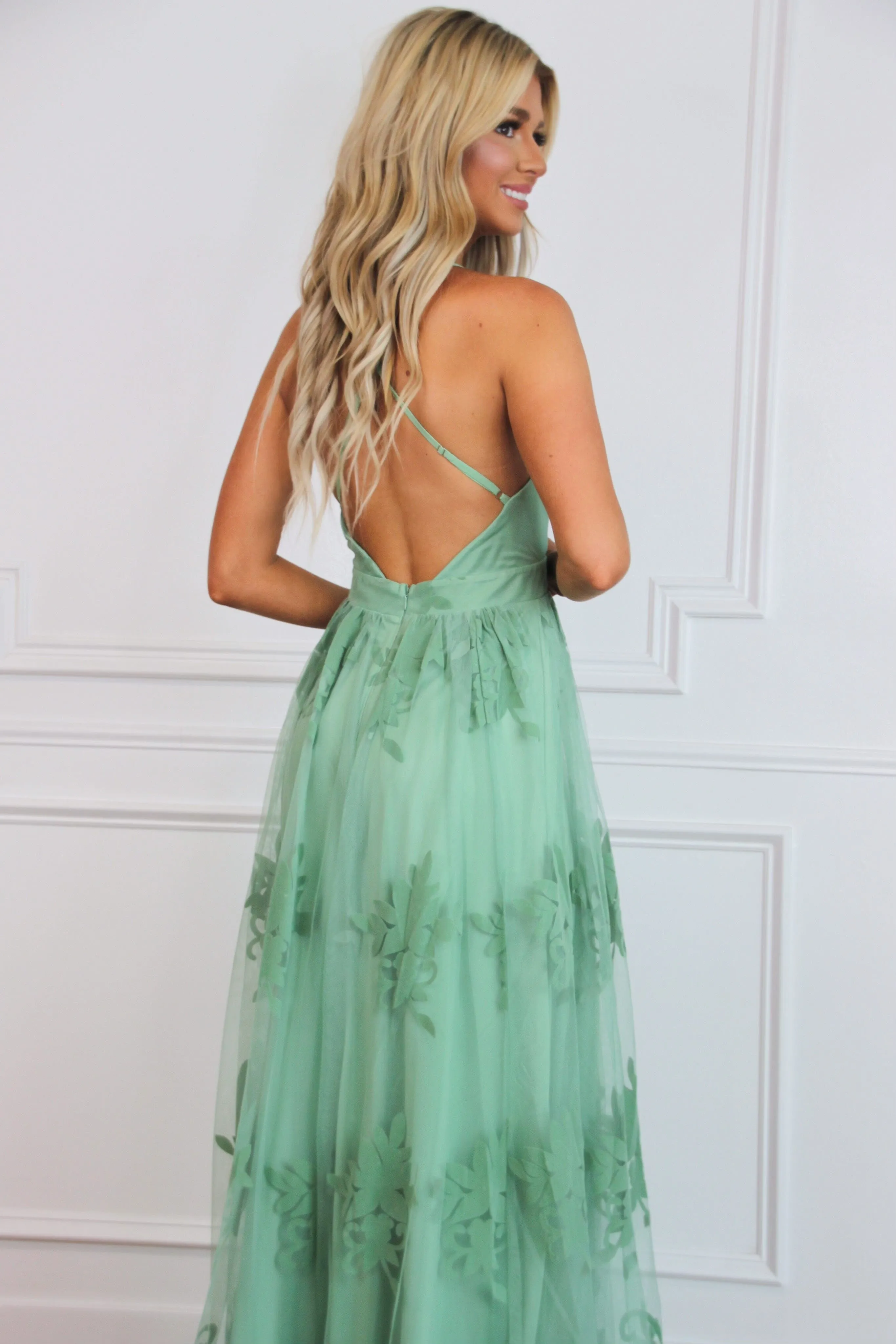 Here Comes the Bride Maxi Dress: Sage sold by Bella and Bloom product image thumbnail 3