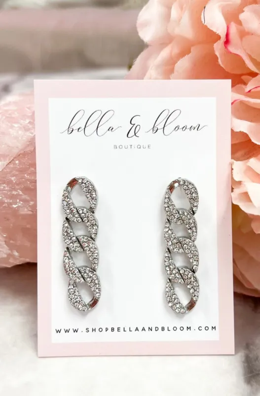 Emma Embellished Earrings: Silver sold by Bella and Bloom