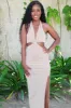 Gotta Love Her Halter Cutout Midi Dress: Taupe sold by Bella and Bloom