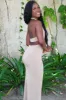 Gotta Love Her Halter Cutout Midi Dress: Taupe sold by Bella and Bloom