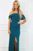 Mindy Off Shoulder Sparkly Maxi Dress: Teal sold by Bella and Bloom