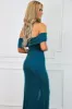 Mindy Off Shoulder Sparkly Maxi Dress: Teal sold by Bella and Bloom
