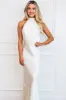 Take My Breath Away Satin Pearl Open Back Maxi Dress: Cream Oyster sold by Bella and Bloom